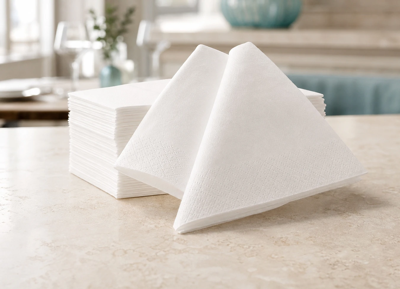 Servilletas blancas de papel para gastronomía